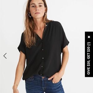 Madewell Black Central Drapey Shirt